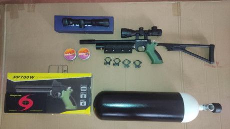 se vende el siguiente conjunto de pistola pcp Onix 


Onix pp700 calibre 5.5 + silenciador 


Scuba draguer 01