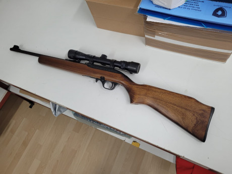 Se vende carabina de calibre 22 LR Nueva, sin disparar. Se entrega con mira. Se puede ver. PRECIO 250
REBAJADA 01