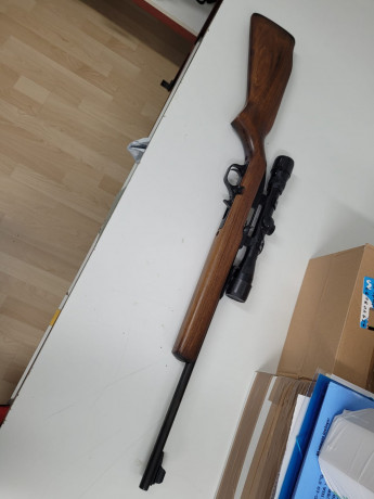 Se vende carabina de calibre 22 LR Nueva, sin disparar. Se entrega con mira. Se puede ver. PRECIO 250
REBAJADA 00