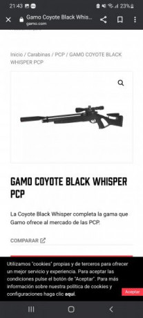 Hola amigos me ofrecen una gamo coyote pcp black sintetica. Pero no es la wishper....es decir tiene el 10