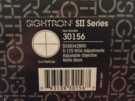 Es el modelo SII de 36x42 comprado nuevo en Marzo de 2022 usado en carabina 22
Se puede ver en Barcelona 01