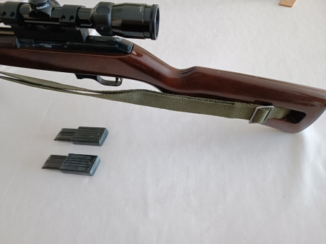 Buenas tarde a todos.

Vendo carabina ERMA M-1 en calibre 22 LR en excelente estado con: 

2 cargadores 11