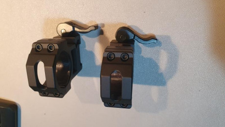 Vendo anillas 30 mm para carril weaver de altura 40 mm (medias) con pestillo de montaje rápido. Impecables, 02