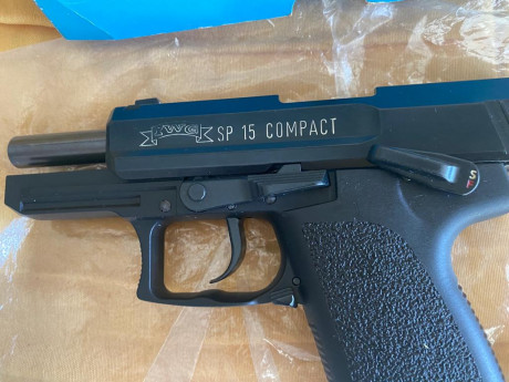 Vendido - No se cambia- pistola detonadora  SP 15 replica hk usp alemana  esta metida en licencia de armas 01