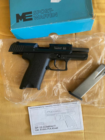 Vendido - No se cambia- pistola detonadora  SP 15 replica hk usp alemana  esta metida en licencia de armas 11