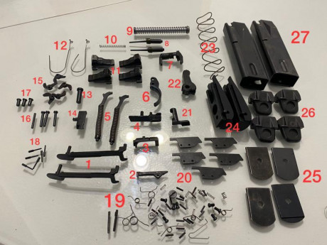 Piecerio vario NO fundamental de llama m82 nuevo, 1. Lanzadera J-240 25€/ 2.uña extractora J-210 25€/ 00