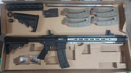 Se vende carabina Smith and wesson MP15 22LR. 
5 cargadores de 25 
1 cargador de 10 
Guardamanos SAI + 01