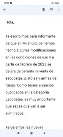 Uno de mi club de tiro me dijo que no podía entra en milanuncios escopetas y que a algunos que tenían 20