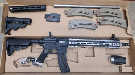 Se vende carabina Smith and wesson MP15 22LR. 
5 cargadores de 25 
1 cargador de 10 
Guardamanos SAI + 11