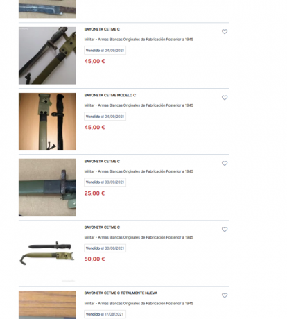 Se vende bayoneta del fusilado asalto CETME mod C (CHOPO). Está en muy buen estado.
Precio 75€ 50