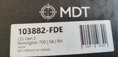 Vendo chasis marca MDT modelo LSS (Light Sniper System) para Remington 700 de acción corta y clones como 00