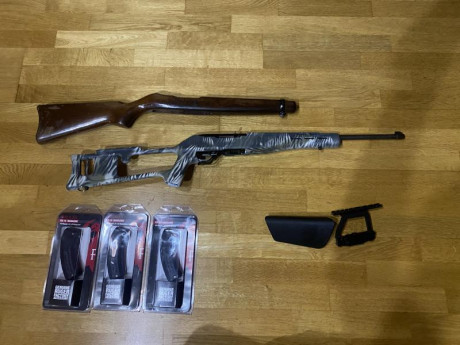 Se vende carabina Ruger por otro proyecto.

La Carabina va con culata de madera y sintetica.
La culata 01