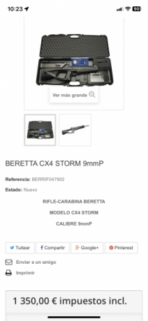 Vendido,NO se cambia- , rifle semiautomatico Beretta cx4 strom 9x19 mm en perfecto estado solo disparado 42