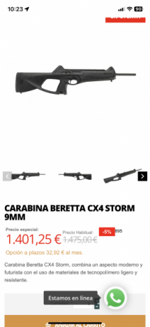 Vendido,NO se cambia- , rifle semiautomatico Beretta cx4 strom 9x19 mm en perfecto estado solo disparado 41