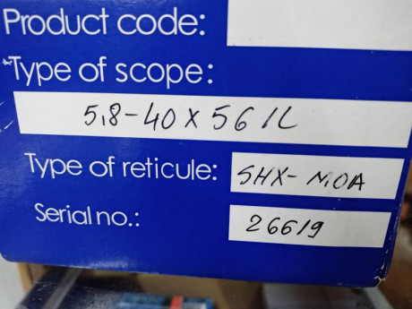 Sensacional ocasión de visor IOR valdada con aumentos 5.8-40x56 con tubo de 40mm con reticular SHX-MOA 00