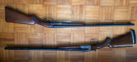 Escopeta Erbi, calibre 12, extractora con cantonera regulable, animas a espejo, cañones de 70 ctms. de 00