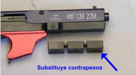 Vendo contrapeso dinámico para pistolas Morini CM-22, susbtituye la barra y los contrapesos originales. 02