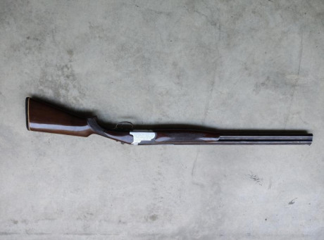 Vendo escopeta Lamber superpuesta cañón de 70cm con punto rojo, está usada pero funciona perfectamente,tiene 02