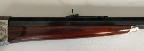 Rifle Rolling Block de Pedersoli de lujo, el más alto de gama, profusamente grabado, maderas seleccionadas, 42