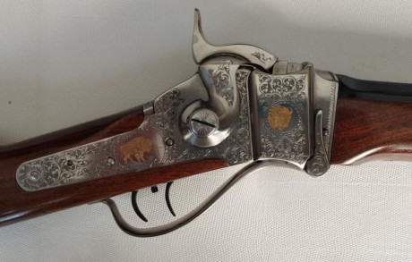 Rifle Sharps 1874 Sporting Pedersoli Extra de Lujo, el más alto de gama, profusamente grabado, maderas 31