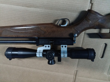 Hola de nuevo.
Sale a la venta mi Orion del 6.35 con visor incluido. Es un Falcon Menace 10x44. mildot.
En 11