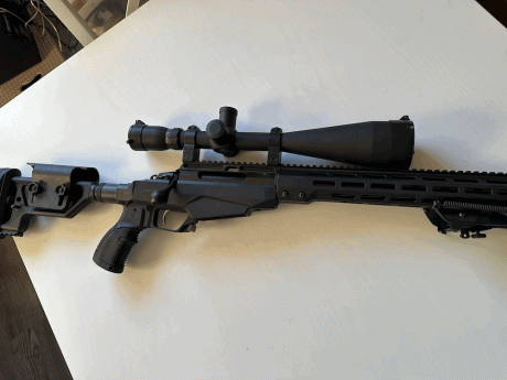 Vendo rifle táctico Tikka 308win.
Está nuevo a estrenar. 
Equipado con mira sightron 10-50x60, monturas 02