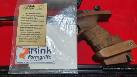 Vendo cacha marca RINK para pistola MORINI 162EI ZURDO, estado impecable nunca se le colocó relleno, regulable 01