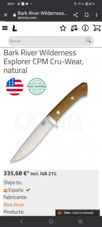 Precioso cuchillo de la marca americana bark River se trata del modelo anunciado un cuchillo con un corte 00