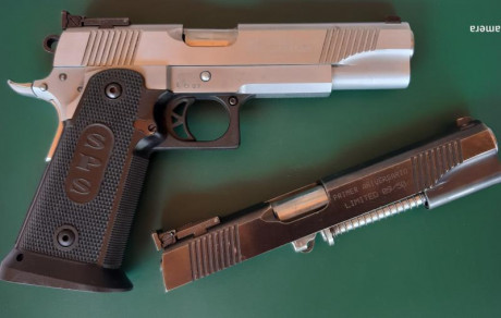 hola. vendo pistola SPS World Custom
dos calibres: 9 Para y 45 ACP  
4 cargadores (2 del 9 y dos del 45)


Ahora 01