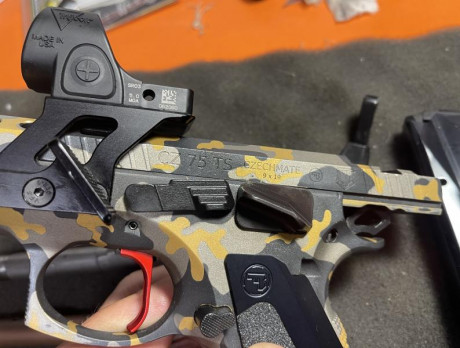 Se vende CZ czechmate del 9x19, pintada en cerakote camuflaje urban gold en armeria casapuntos ,con 3 00