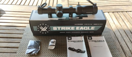 Buenas tardes,

Vendo Visor VORTEX STRIKE EAGLE 1-6 x 24 nuevo en su caja con anillas WARNE DESMONTABLES 02