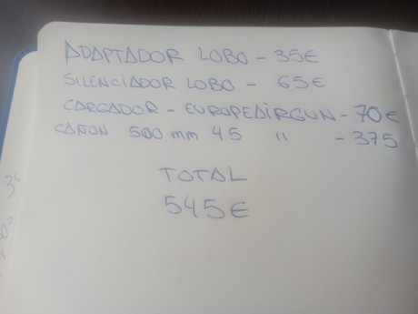 :Zeb: Se vende cañón Fx Crown calibre 4.5mm con adaptador para moderador de sonido.....silenciador Lobo, 00