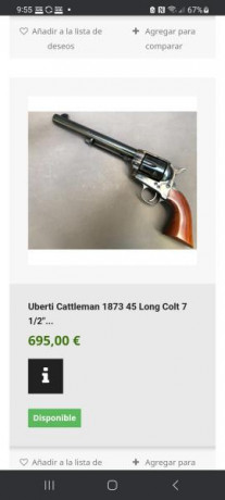 :Vendo revolver Uberti cl 45 Colt de 7" 1/2"
Sin estrenar ni un solo disparo,en libro de coleccionista 80