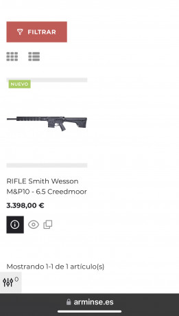 Vendo AR10 Smith&Wesson calibre 6.5 creedmoor con cañón de 20 pulgadas, ambidiestro, A ESTRENAR ni 60