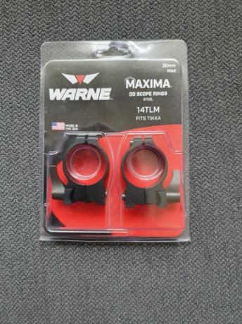 Vendo anillas  desmontables Warne Máxima 14TLM médium para  tubos 30 mm.
Especiales solo para instalar 01