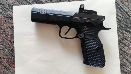 Hola pongo en venta mi arma de reserva para mis competiciones.

Shadow 2 Optic Ready version, con menos 00