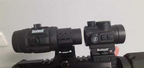 Vendo mira punto rojo marca Bushnell, modelo trs-26 y magnificador x3 también marca Bushnell.
Se venden 01