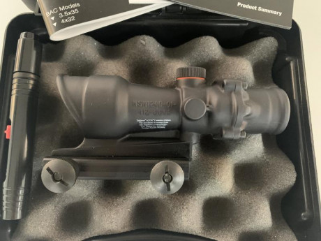 Vendo mira teléscopica Trijicon ACOG TA01 4x32. Retícula tipo crosshair se ilumina en la oscuridad. Utiliza 02