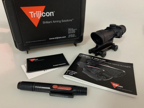 Vendo mira teléscopica Trijicon ACOG TA01 4x32. Retícula tipo crosshair se ilumina en la oscuridad. Utiliza 00
