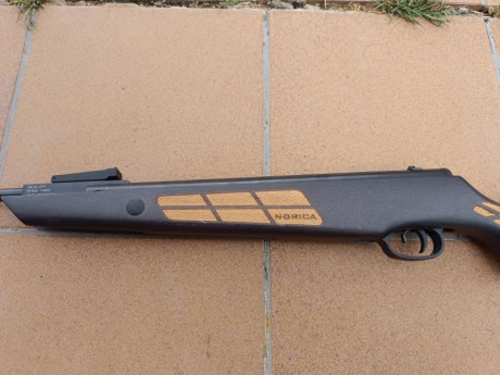 Se vende carabina Norica modelo Black Eagle en calibre 4,5. Funciona perfectamente, actualmente está sacando 12