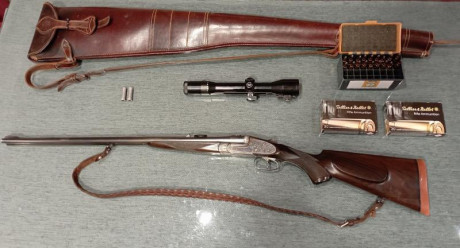 Se vende rifle Express calibre 8x57 JRS de la marca Victor Sarasqueta.
El rifle se vende con visor Zeiss 01
