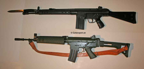 Suecia dispone del AK5 (una versión del FNC Belga), y alguna cosa tiene del AK4 (un HK G3/CETME B o C): 03