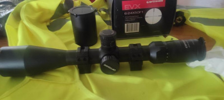 Visor Optisan EVX 6-24 X 50F1
Retícula primer plano focal
MIL-F1MH24
Parasol grande.
Regalo monturas
Precio 01