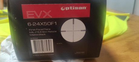 Visor Optisan EVX 6-24 X 50F1
Retícula primer plano focal
MIL-F1MH24
Parasol grande.
Regalo monturas
Precio 00
