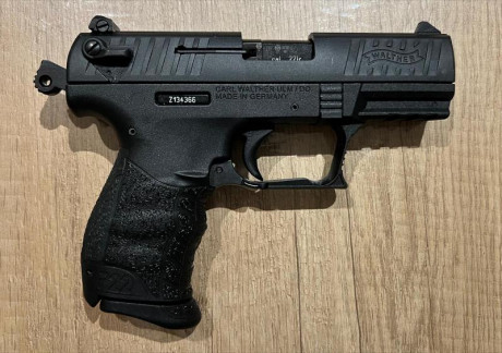 Compañera vende Walther P22Q, del calibre 22lr, con dos cargadores y casi sin uso.

Precio: 300euros, 02