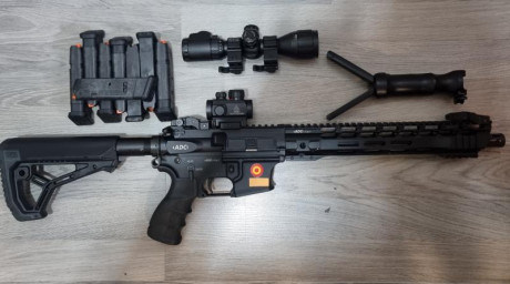 AR 9 Pb 
Se puede guiar en D ó en F.
*2.000 €*
Rifle marca ADC, calibre 9mmPb. 
Se vende insaparablemete 01