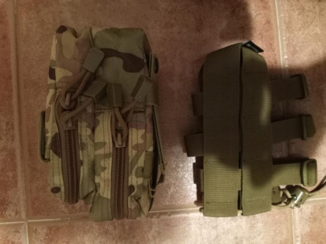 Webbing yoke cinturón molle MTP original surplus, pernera molle ddpm, pouch multiusos y pouch para botella 01