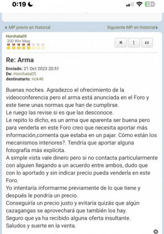 Venta de Rifle Konstanza 8x57 JS
Rifle del
Año 57 y realizado por encargo a un armero, rifle con un cromo 70