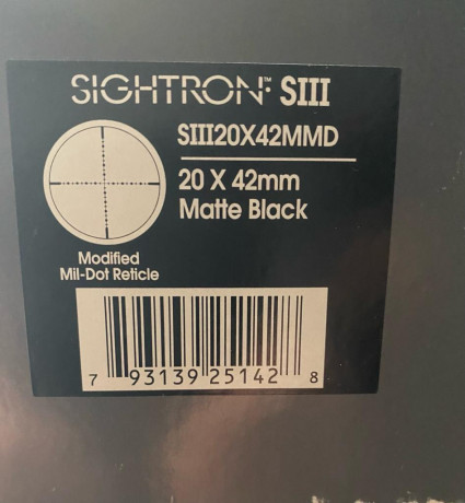 Vendo visor SightronSIII 20x42MMD en perfecto estado, sin ninguna marca o roce, embalaje original.Usado 02