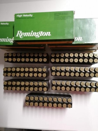 Lote de 140 vainas marca Remington, con un solo disparo, calibre 444 Marlin. Precio del lote 70 euros 00